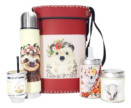 Set Matero Kit De Mate Completo Animalitos Personalizado