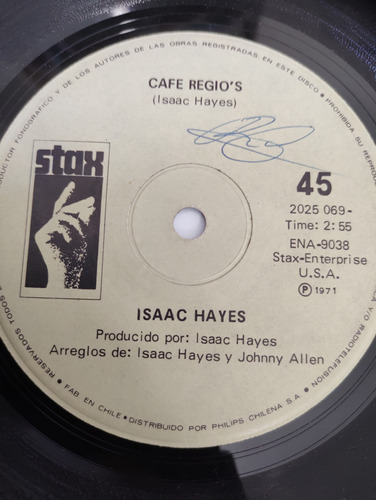 Vinilo Single De Isaac Hayes --cafe Regio's( U146