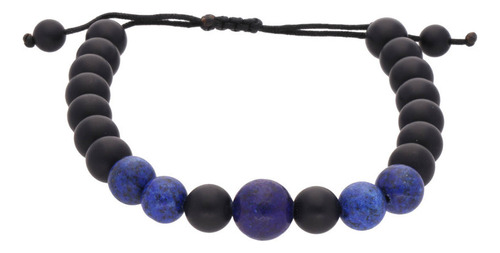 Pulsera Ajustable Agata Negra Y Dalamita