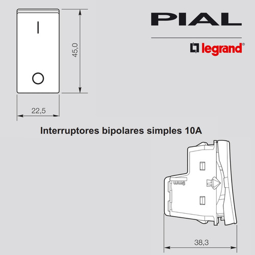 Kit 40 Interruptores Bipolar 10a Pial Plus - Preto