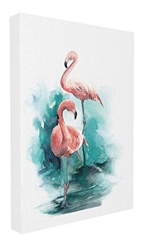 Stupell Home D Cor Flamingo Duo Arte De Pared De Lienzo Esti (Reacondicionado)