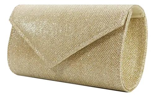 Bolso De Noche Clutch Dorado Con Cadena - Para Mujer, Brillante, Ideal Para Bodas, Fiestas Y Eventos
