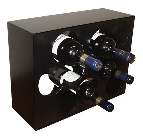 Porta Garrafas Vinhos P/ 9 Unidades Mdf Laqueado Preto Luxo