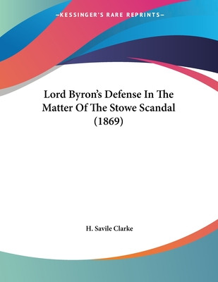 Libro Lord Byron's Defense In The Matter Of The Stowe Sca...