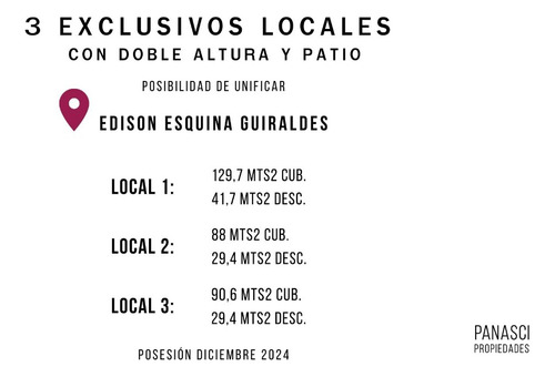 Local En Venta. Av. Edison Esquina Guiraldes