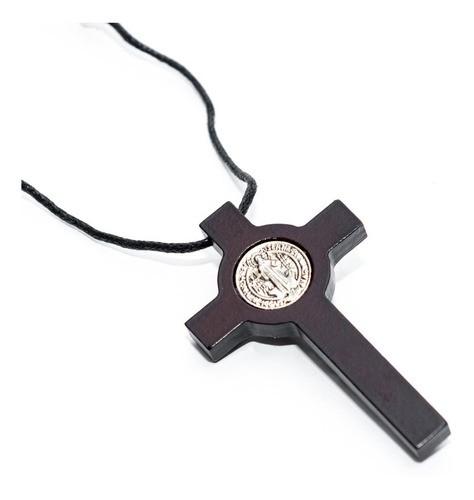 Collar Crucifijo Cristo Para Comunión O Confirmación 8cm Color Marrón Oscuro