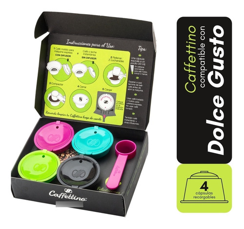 Imagen 4 de 4 de Capsulas Dolce Gusto Recargables Ecologicas X4 Caffettino