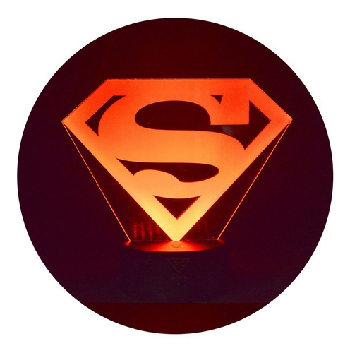 Lámpara 3d Logo De Superman Base Negra