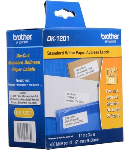 Rollo Para Etiquetas Dk1201 Precortada 29mm X 90mm