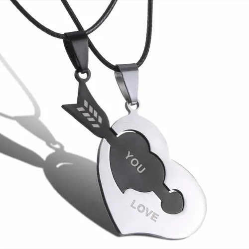 comprar En Stock Abfa Shop Collar Corazon Flecha Love 2 Piezas Plata