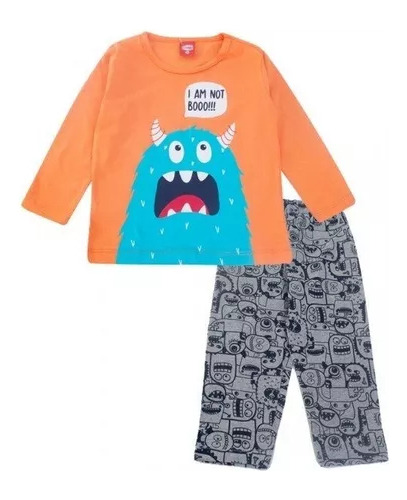 Pijama Infantil Masculino Em Malha Monstrinho Gueda Kids