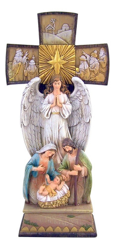 Natividad Cruz Con Pie De Angel Y Sagrada Familia, Figura De
