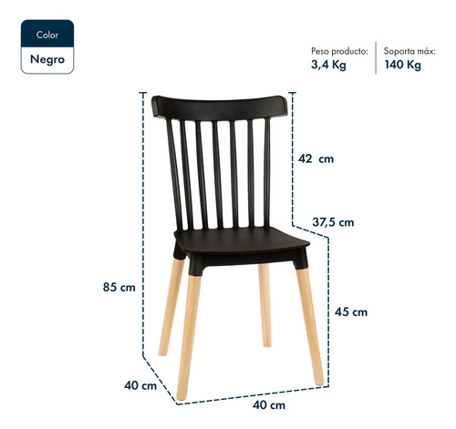 Silla Nordica De Comedor Windsor Modernas Set X6 Gardenlife