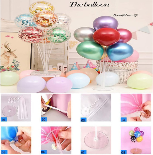 6 Soportes Para Globos Con Centro De Mesa Para Decoración