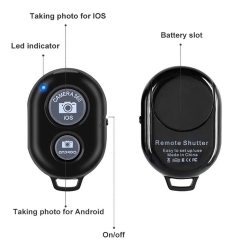 Imagen 5 de 7 de Disparador Bluetooth Android iPhone Control Remoto Celular