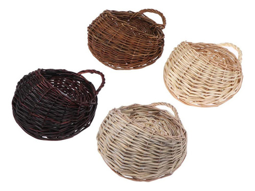 (m-p) Cesta Tejida De Mimbre Natural Para Colgar En La Pared