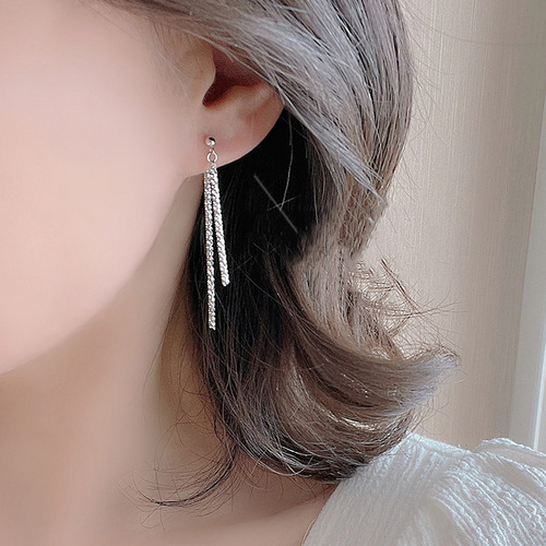 Aretes De Plata Aretes Largos Elegantes Borlas Para Mujer