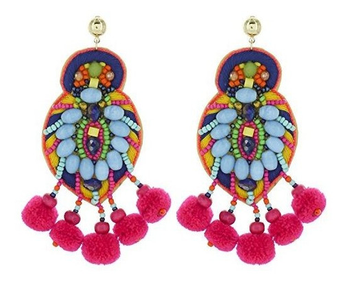 Pendientes Llamativos Fiesta Multicolor Con Cuentas Bohemias