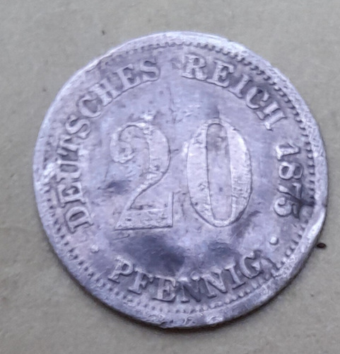  Moneda De Alemania, 20 Pfennig, Año 1875,  Estado Bueno