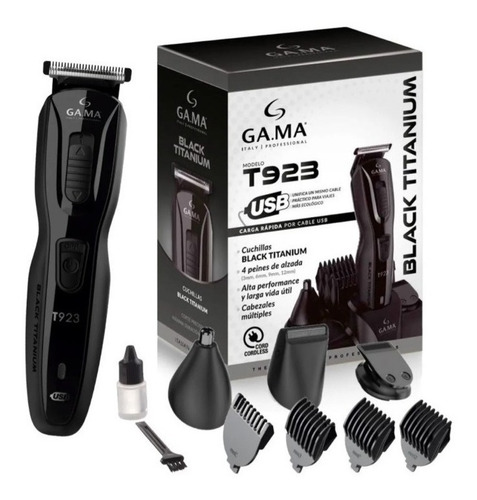 Cortadora Pelo Gama T923 Trimmer Balck Titanium Inalambrica
