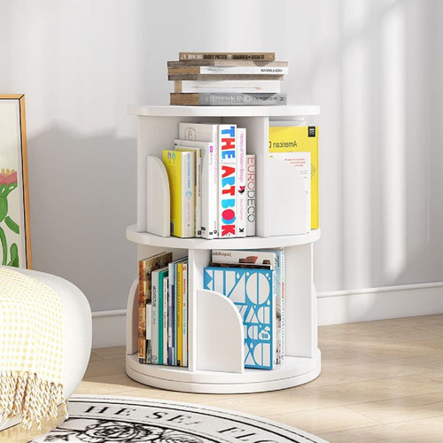 2-layer 360° Rotating Bookshelf Floor-standing Bookshelf