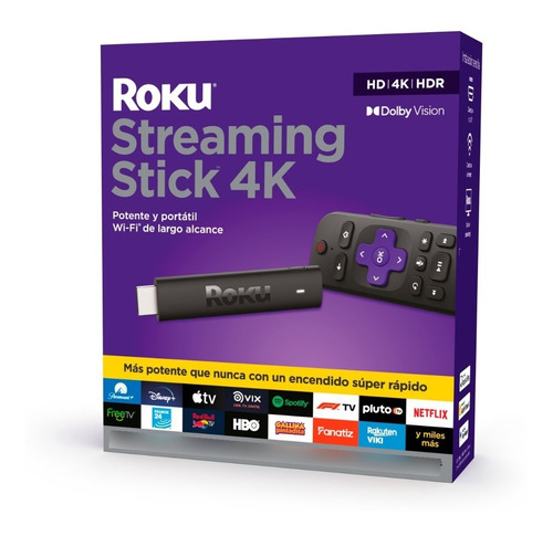 Imagen 1 de 4 de Roku Stick 4k Streaming Tv Hdr Dolby Vision C/control Remoto