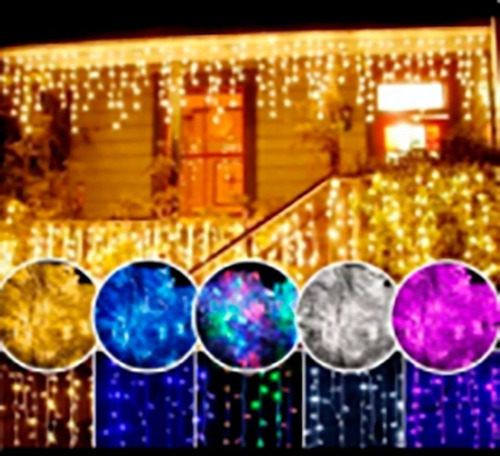Decoração Cascata Natal Resistente Água 200 Leds 5mt 110v Cor das luzes Azul