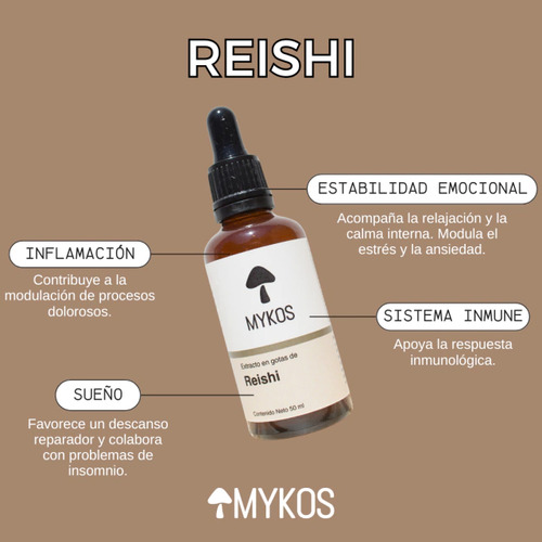 Gotas De Extracto De Reishi Mykos - Suplem. Adaptógeno 50 Ml Sin Sabor