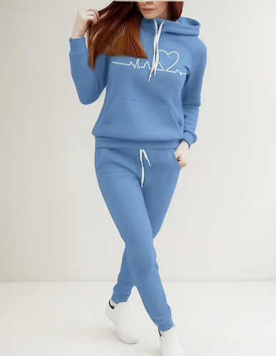 Conjunto Deportivo Mujer Love Sudadera Y Pants Cómodo