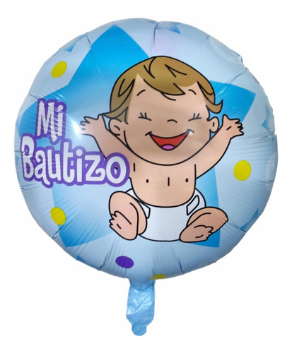 Pack De 50 Globos Metalizados Mi Bautizo 18 Pulgadas