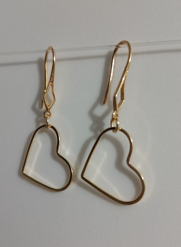 Aretes De Corazón En Baño De Oro Aretes Colgantes Moda C