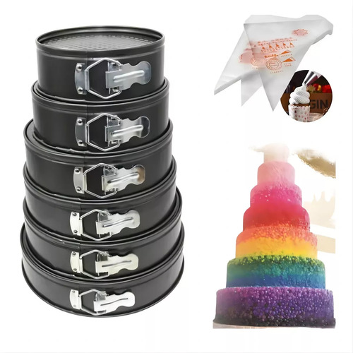 6 Moldes Redondo Antiadherente Torta Queque Repostería Color Gris Plomo 6 Piezas Moldes Pasteles Repostería Desmontables Para Tartas moldes desmontables molde para pastel molde para pastel redondo