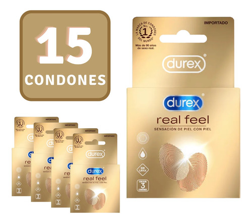 Preservativos Sin Latex. Durex Real Feel  Pack 15 Unidades