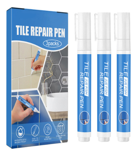 Conjunto De Canetas De Reparo Tile Grout Pen (3 Peças Branca