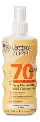 Rayito De Sol Spray Solar Invisible Fps70 X 195ml