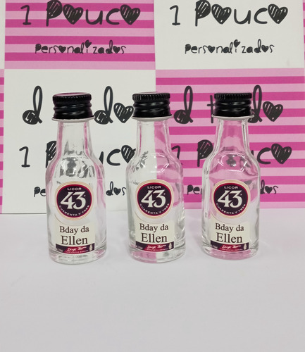 20 Mini Garrafinha Personalizada Licor 43 Vidro 20ml