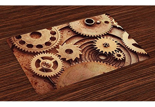 Ambesonne Industrial Place Mats Juego De 4 Inside The Clocks