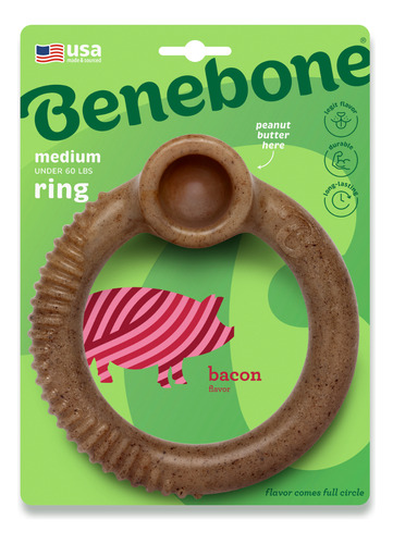 Brinquedo Roer Morder Benebone Ring Bacon Médio