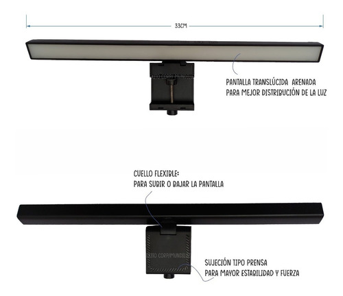 Imagen 2 de 8 de Lampara Para Portátil O Monitor Para Iluminar Teclado.