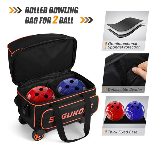 Bolsa De Bolos Con Ruedas Doble Bola Compartimento Grande