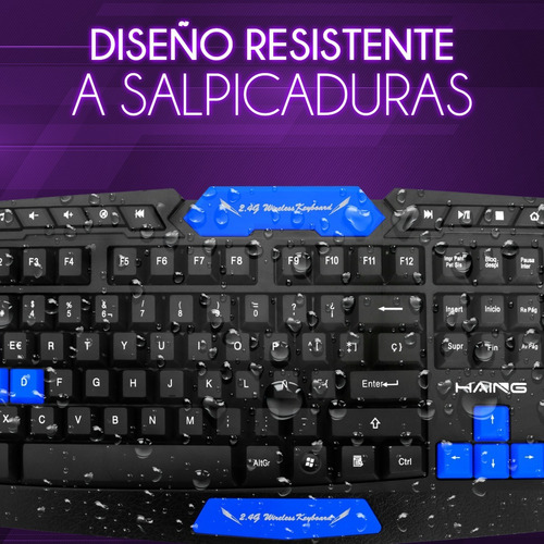 Imagen 9 de 10 de Kit Mouse Y Teclado Inalambrico Gamer 1600dpi Pc Laptop Usb