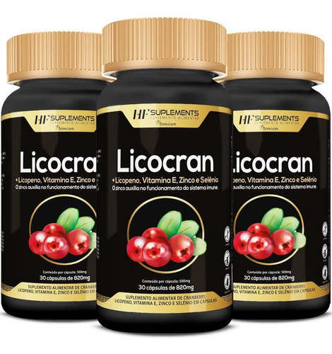 Kit 3x Licocran + Vit E Zinco Selenio 30caps 820mg