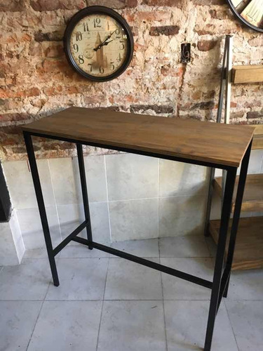 Imagen 8 de 9 de Mesa Barra Hierro Y Madera 100x40x105 Industrial Bar Evento