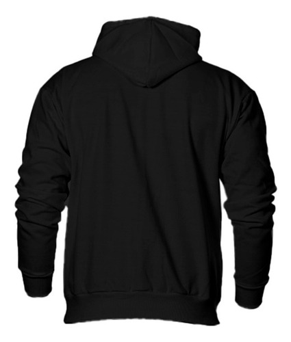 Imagem 4 de 7 de Moletom Canguru Preto Masculino Liso Fechado Com Capuz Ofert