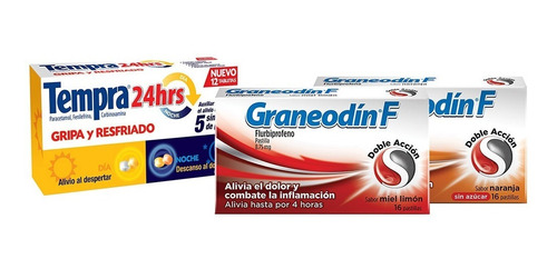 Kit Graneodin F Garganta 16 Pastillas + Tempra 24 Horas