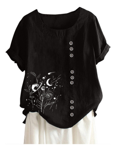 Ropa De Cama Casual Con Botones Holgados Para Mujer, Talla G