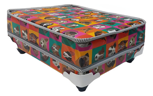 Cama Box Conjugada Pet Para Cachorros E Gatos 45x58x27 Cm Cor Colorido