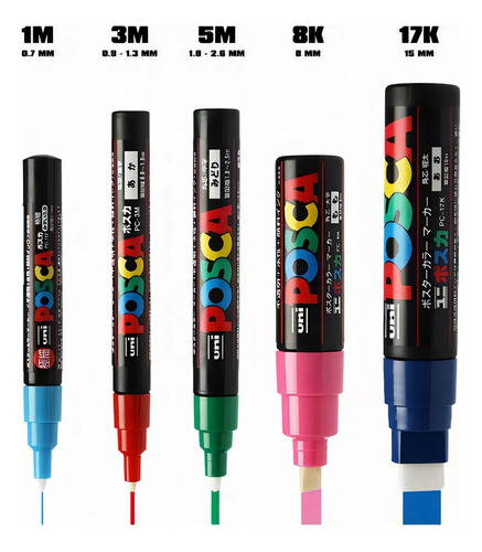 Uni Posca 8k Marcadores Pintura Arte Cincel Punta Ancha Set8