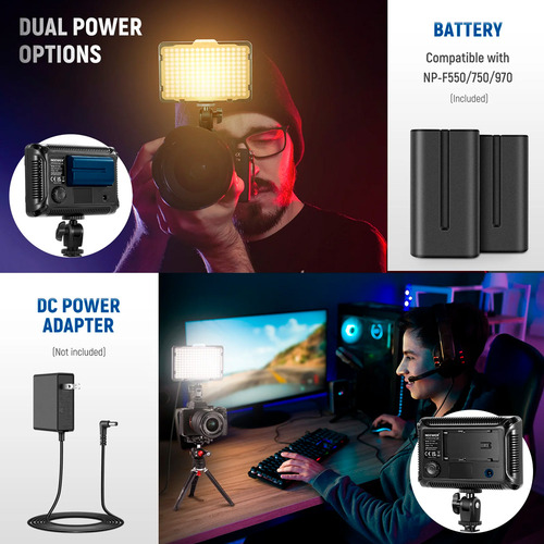 Luz Continua Led Neewer Pt-176s (gratis: Bat.+ Carg.+ Estu.)