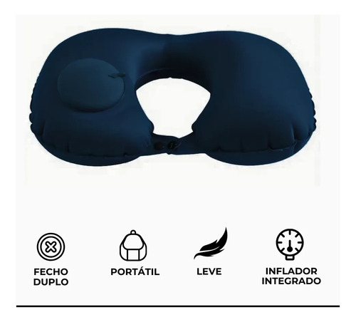 Almofada De Pescoço Inflável Portátil - Azul 2 Unidades
